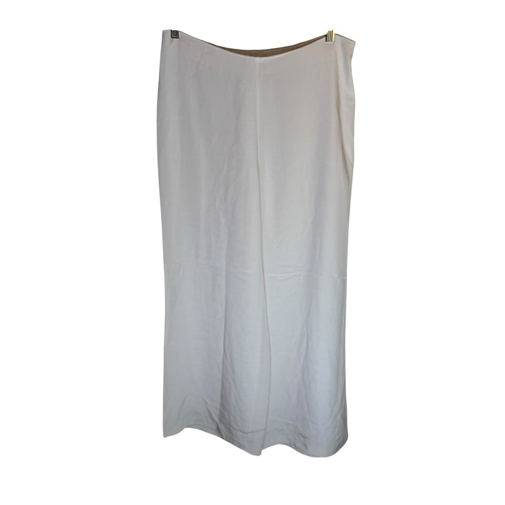 Eileen Fisher Heavyweight Silk Crepe de Chine Pant‎ White Wide Leg Sz Med Bridal